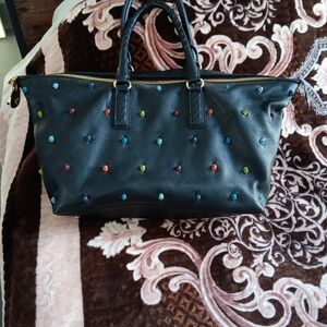 Colorful Studded Black Tote Bag